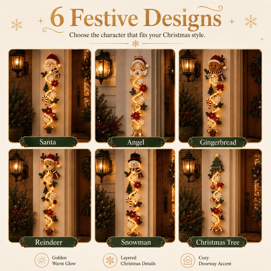 ⏳ Last Day 49% OFF – 🎄Smileadytime™ Glowing Christmas Door Hanger