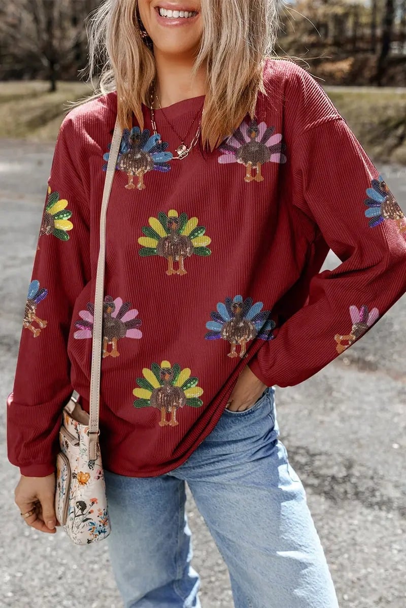 Thanksgiving Turkey Sequin Sweatshirt