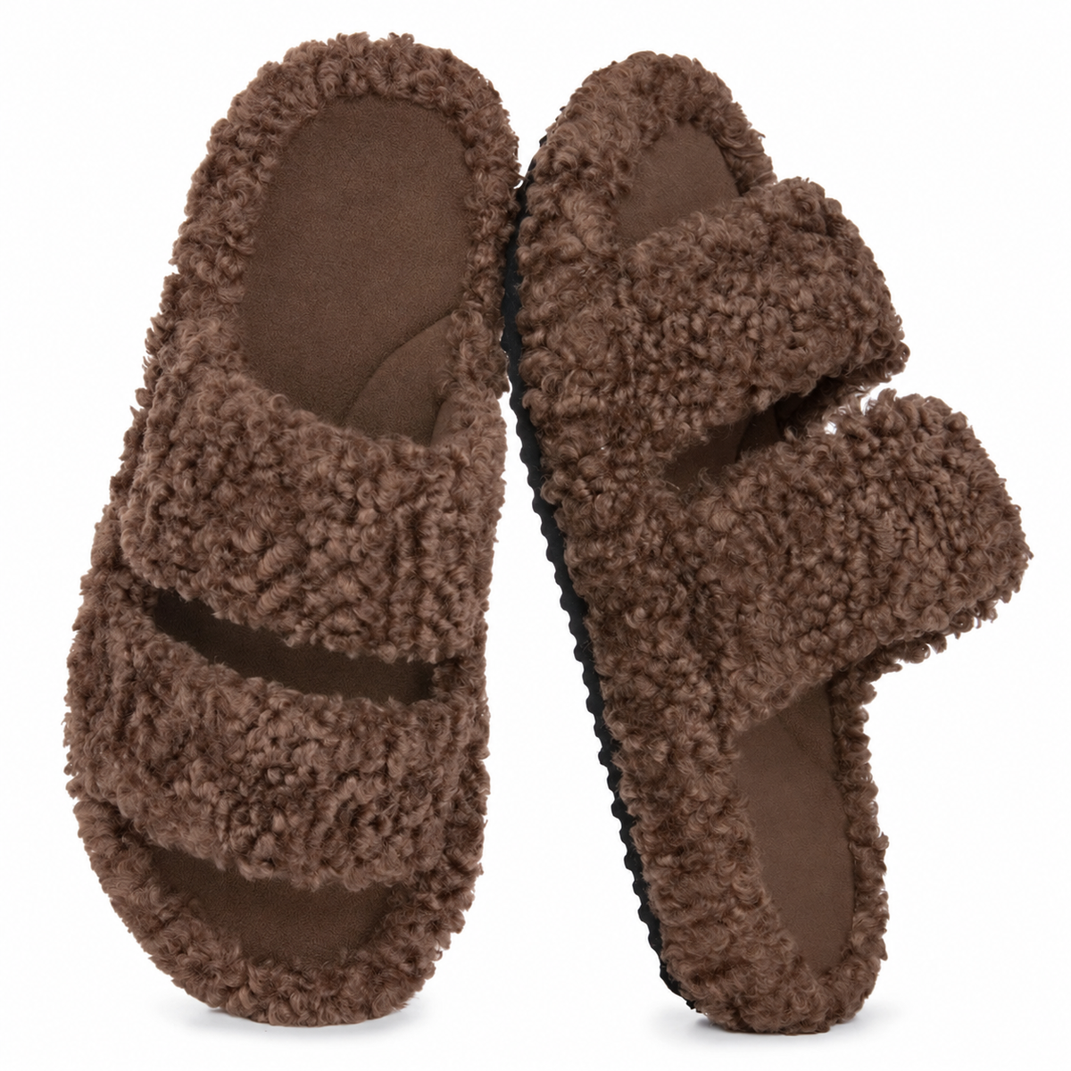 Women's Fuzzy Open-Toe Slippers – Stylish Classic Slides with Soft Memory Foam, Non-Slip Rubber Sole, Perfect Cozy Footwear ,Girl Fur Flipflop Walking Shoes Fluffy Modern Sleeper Slip On Clog
