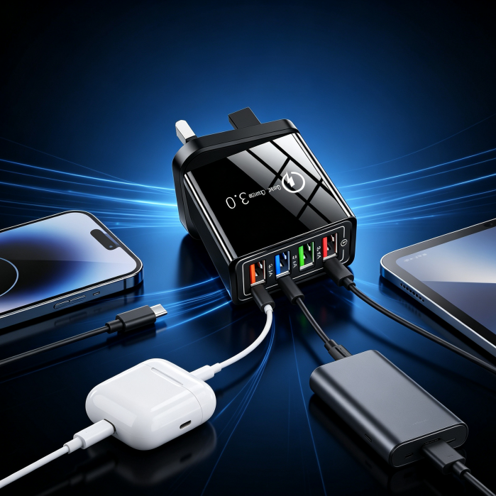 Four-Port Travel Charger for Extended Phone Battery Life