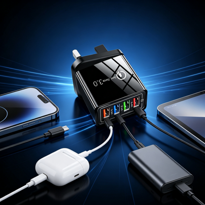 Four-Port Travel Charger for Extended Phone Battery Life