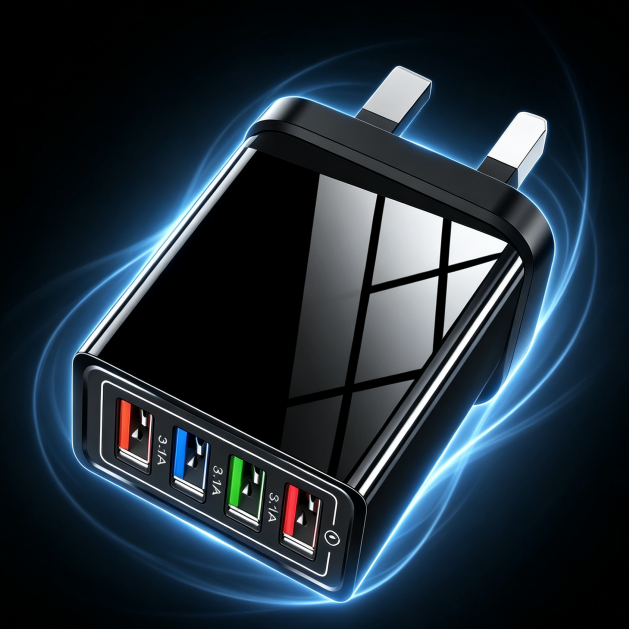 Four-Port Travel Charger for Extended Phone Battery Life