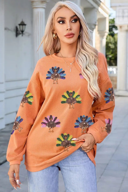 Thanksgiving Turkey Sequin Sweatshirt