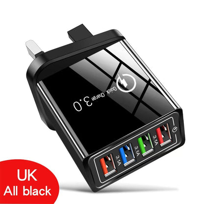 Four-Port Travel Charger for Extended Phone Battery Life