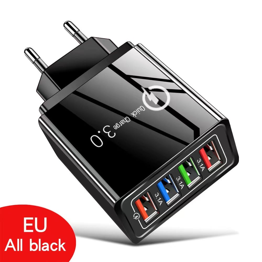 Four-Port Travel Charger for Extended Phone Battery Life