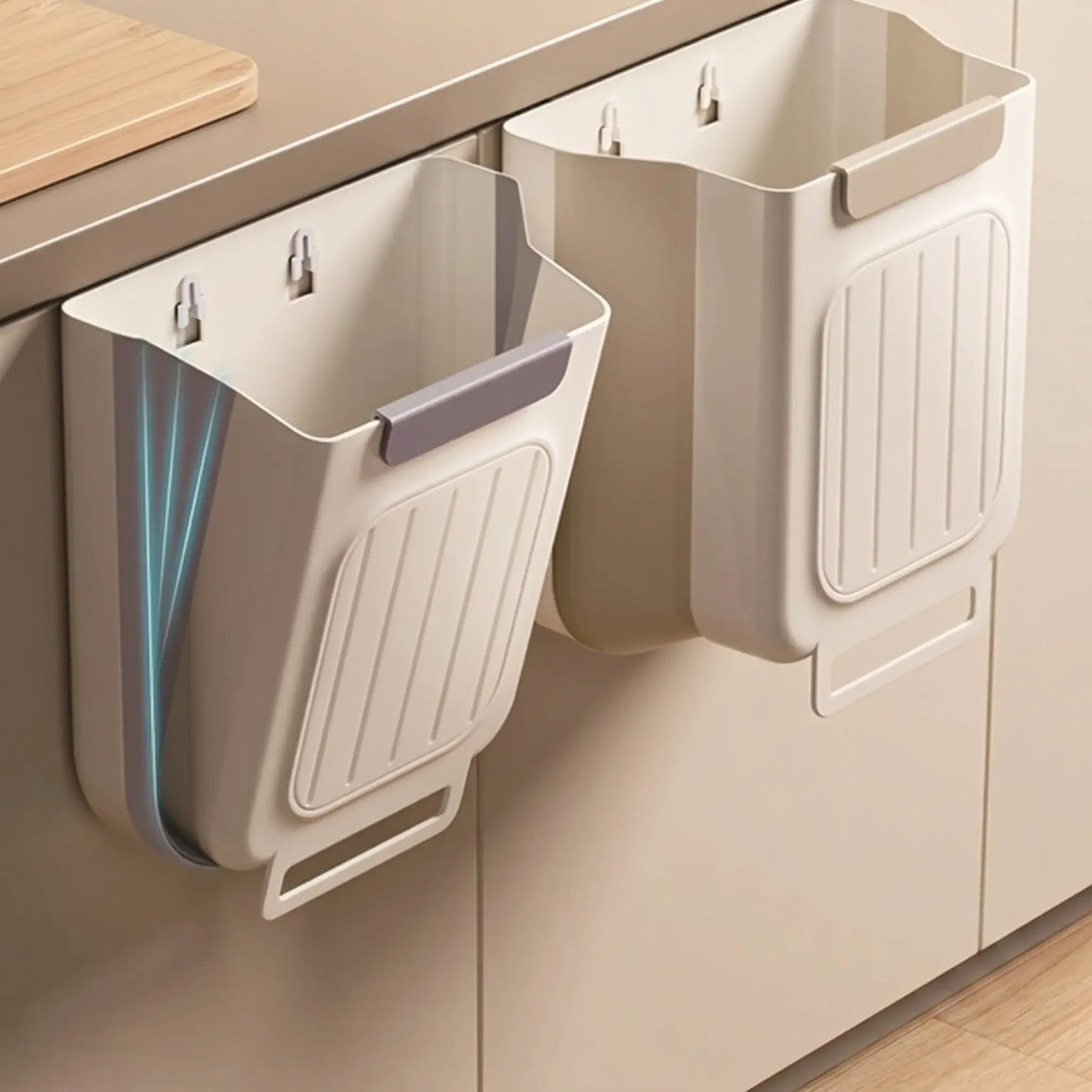 🥗Kitchen Essentials 🔪Foldable Hanging Trash Can Grey 1.6 Gallon