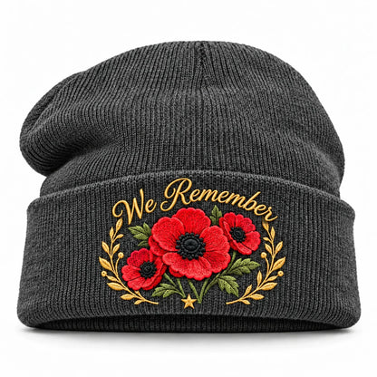 "Lest We Forget" Poppy Embroidered Beanie