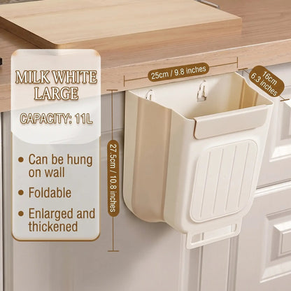 🥗Kitchen Essentials 🔪Foldable Hanging Trash Can Grey 1.6 Gallon