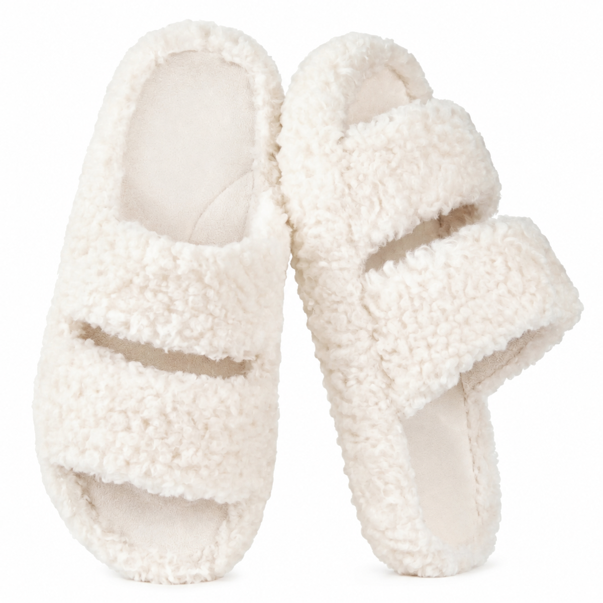 Women's Fuzzy Open-Toe Slippers – Stylish Classic Slides with Soft Memory Foam, Non-Slip Rubber Sole, Perfect Cozy Footwear ,Girl Fur Flipflop Walking Shoes Fluffy Modern Sleeper Slip On Clog
