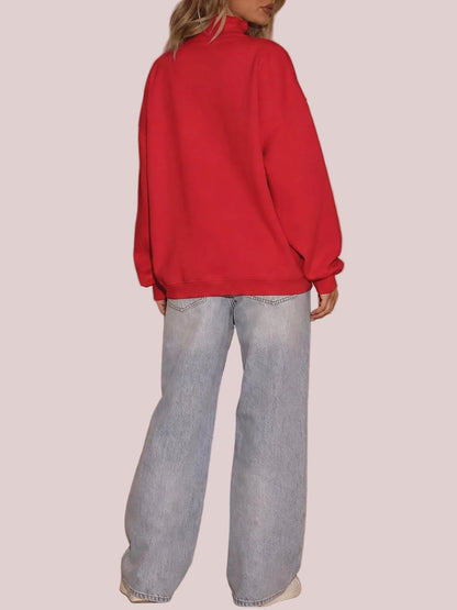 Women's Ruffle Collar Henley Oversized Sweatshirt